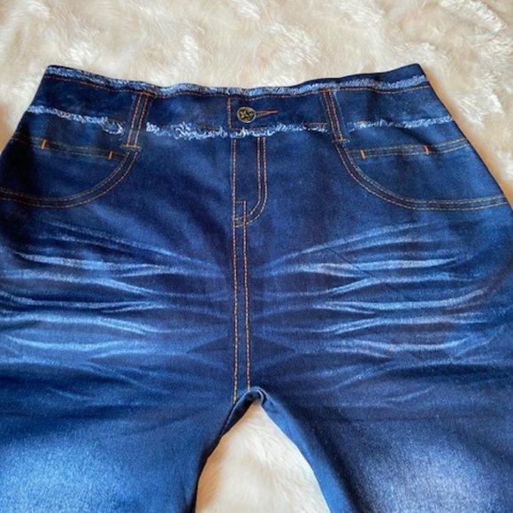 2/$40 Cherokee Leggings Blue Faux Jean-look Girls Size L - Picture 2 of 11